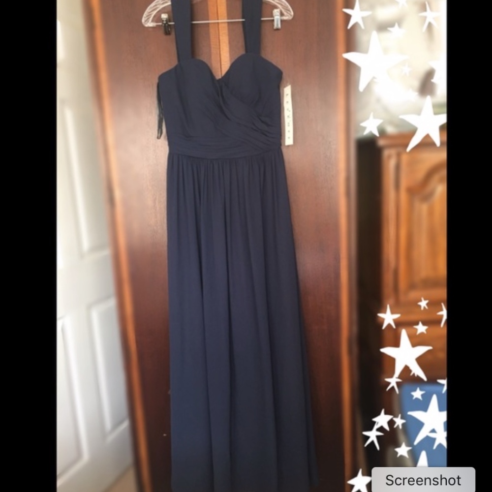 Navy Bill Levkoff Bridesmaid Dress